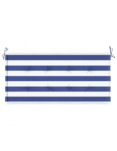 Cuscino Panca Giardino Bianco e Blu 100x50x3 cm Tessuto Oxford
