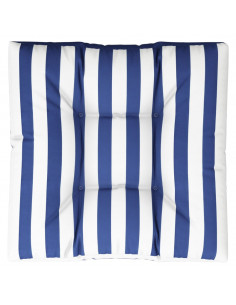 Cuscino per Pallet Strisce Bianche e Blu 70x70x12 cm in Tessuto 2