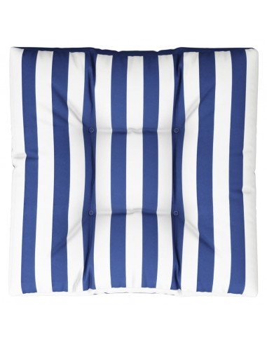 Cuscino per Pallet Strisce Bianche e Blu 70x70x12 cm in Tessuto