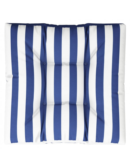 Cuscino per Pallet Strisce Bianche e Blu 70x70x12 cm in Tessuto