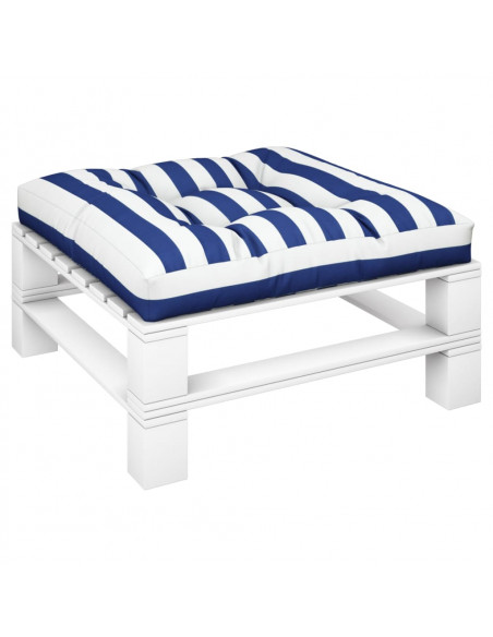 Cuscino per Pallet Strisce Bianche e Blu 70x70x12 cm in Tessuto