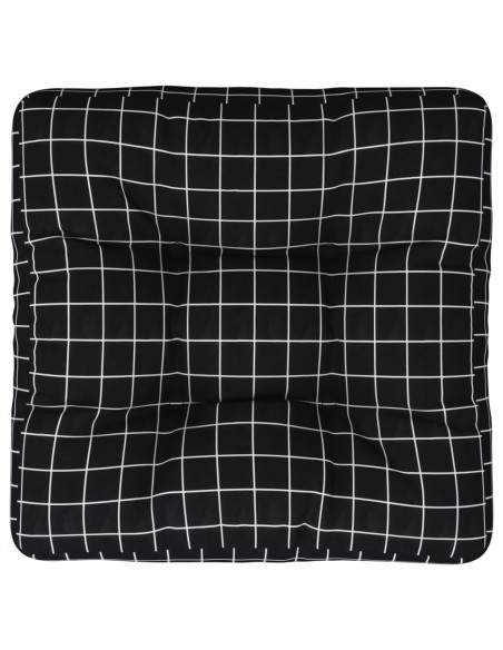 Cuscino per Pallet Motivo a Quadri Nero 50x50x12 cm in Tessuto
