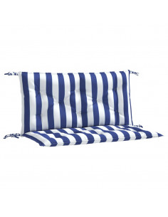 Cuscini Panca Giardino 2pz Righe Bianche Blu 100x50x7cm Tessuto 2