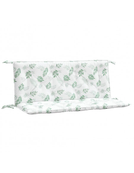 Cuscini Panca Giardino 2 pz Motivo a Foglie 120x50x7 cm Tessuto