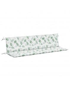 Cuscini Panca Giardino 2 pz Motivo a Foglie 200x50x7 cm Tessuto 2