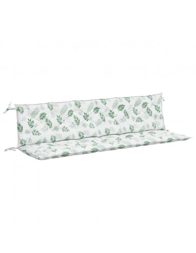 Cuscini Panca Giardino 2 pz Motivo a Foglie 200x50x7 cm Tessuto