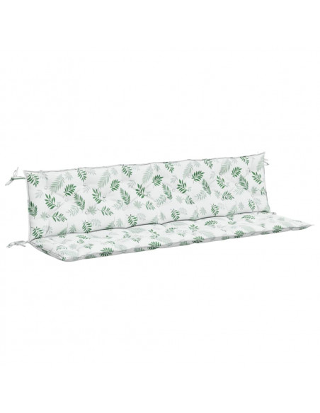 Cuscini Panca Giardino 2 pz Motivo a Foglie 200x50x7 cm Tessuto