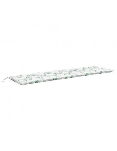 Cuscini Panca Giardino 2 pz Motivo a Foglie 200x50x7 cm Tessuto