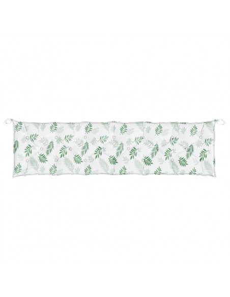 Cuscini Panca Giardino 2 pz Motivo a Foglie 200x50x7 cm Tessuto