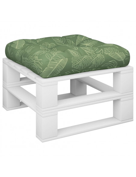 Cuscino per Pallet con Motivo a Foglie 60x60x12 cm in Tessuto
