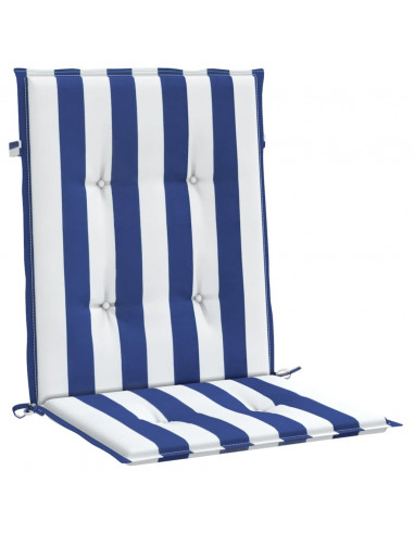 Cuscini Sedia Schienale Basso 4pz Strisce Bianche e Blu Tessuto