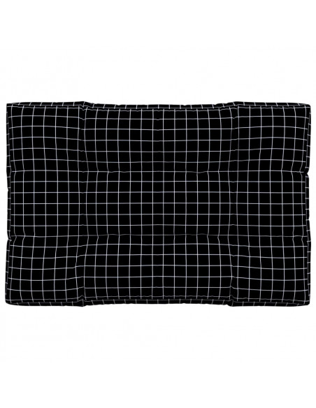 Cuscino per Pallet Motivo a Quadri Nero 120x80x12 cm in Tessuto