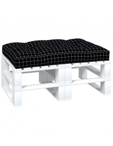 Cuscino per Pallet Motivo a Quadri Nero 120x80x12 cm in Tessuto