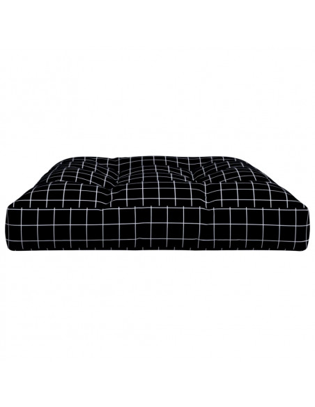 Cuscino per Pallet Motivo a Quadri Nero 120x80x12 cm in Tessuto