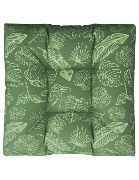 Cuscino per Pallet con Motivo a Foglie 80x80x12 cm in Tessuto