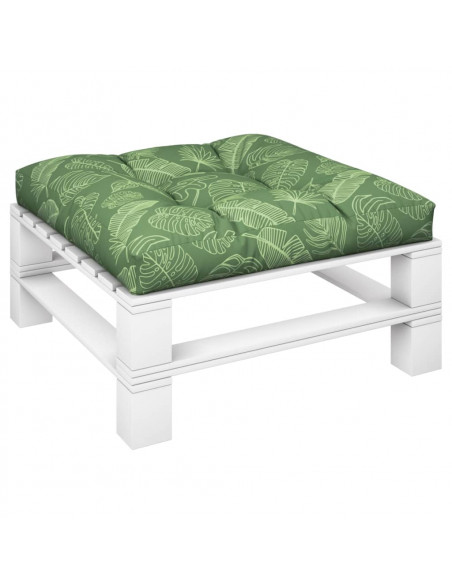 Cuscino per Pallet con Motivo a Foglie 80x80x12 cm in Tessuto