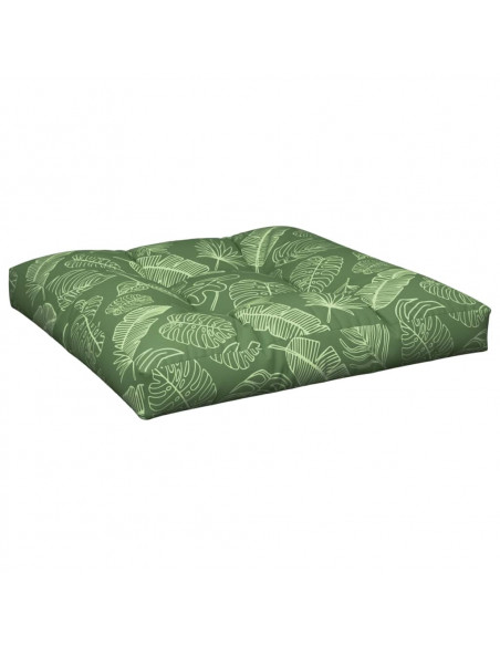 Cuscino per Pallet con Motivo a Foglie 80x80x12 cm in Tessuto