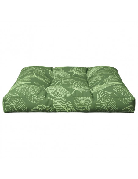 Cuscino per Pallet con Motivo a Foglie 80x80x12 cm in Tessuto