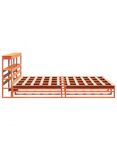 Giroletto con Testiera Marrone Cera 200x200 cm Massello Pino