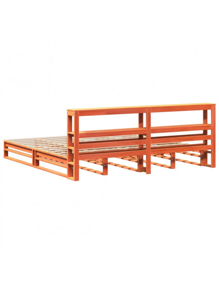 Giroletto con Testiera Marrone Cera 200x200 cm Massello Pino