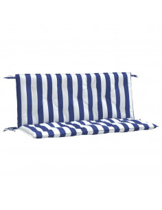 Cuscini Panca Giardino 2pz Righe Bianche Blu 120x50x7cm Tessuto 2