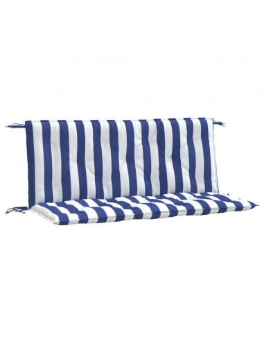 Cuscini Panca Giardino 2pz Righe Bianche Blu 120x50x7cm Tessuto