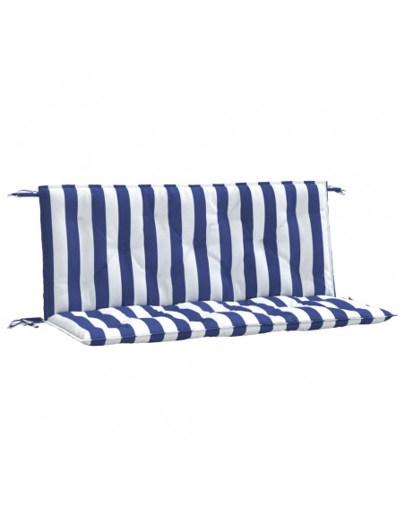 Cuscini Panca Giardino 2pz Righe Bianche Blu 120x50x7cm Tessuto