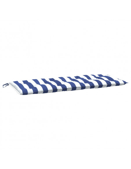 Cuscini Panca Giardino 2pz Righe Bianche Blu 120x50x7cm Tessuto