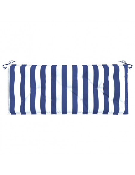 Cuscini Panca Giardino 2pz Righe Bianche Blu 120x50x7cm Tessuto