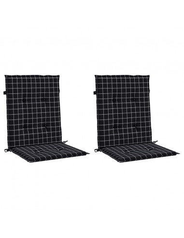 Cuscini Sedia Schienale Basso 2 pz Motivo a Quadri Nero Tessuto