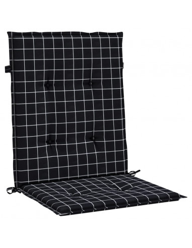 Cuscini Sedia Schienale Basso 2 pz Motivo a Quadri Nero Tessuto