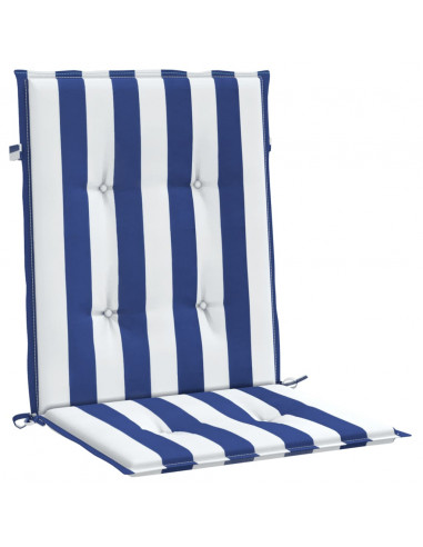 Cuscini Sedia Schienale Basso 6pz Strisce Bianche e Blu Tessuto