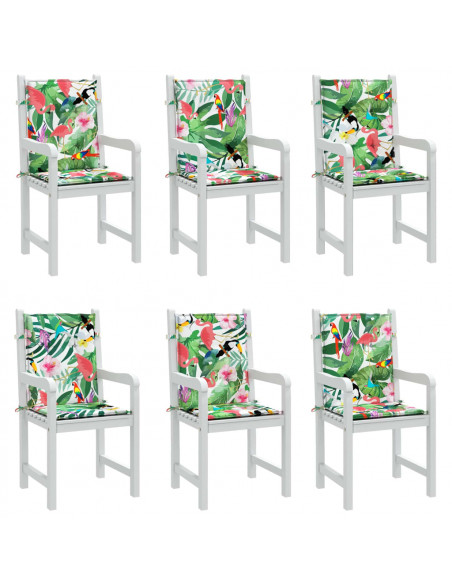 Cuscini per Sedia Schienale Basso 6 pz Multicolore in Tessuto
