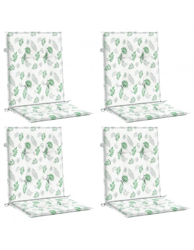 Cuscini per Sedia Schienale Basso 4 pz Motivo Foglie in Tessuto