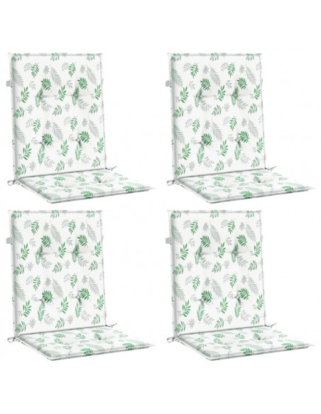 Cuscini per Sedia Schienale Basso 4 pz Motivo Foglie in Tessuto