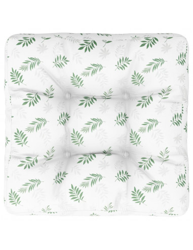 Cuscino per Pallet con Motivo a Foglie 60x60x12 cm in Tessuto