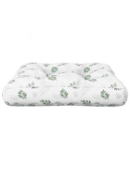 Cuscino per Pallet con Motivo a Foglie 60x60x12 cm in Tessuto