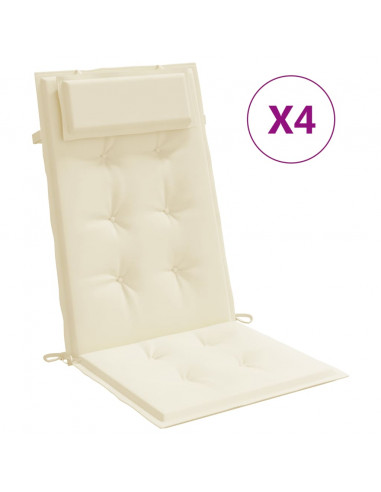 Cuscini per Sedia con Schienale Alto 4 pz Crema Tessuto Oxford