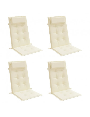 Cuscini per Sedia con Schienale Alto 4 pz Crema Tessuto Oxford