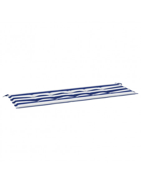 Cuscino Panca Giardino Bianco e Blu 150x50x3 cm Tessuto Oxford