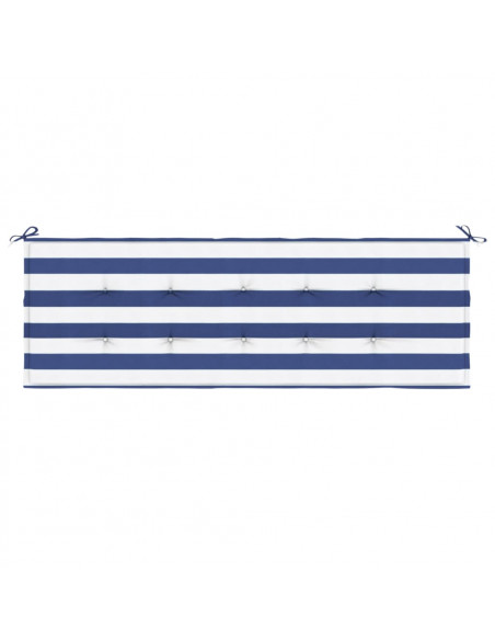 Cuscino Panca Giardino Bianco e Blu 150x50x3 cm Tessuto Oxford
