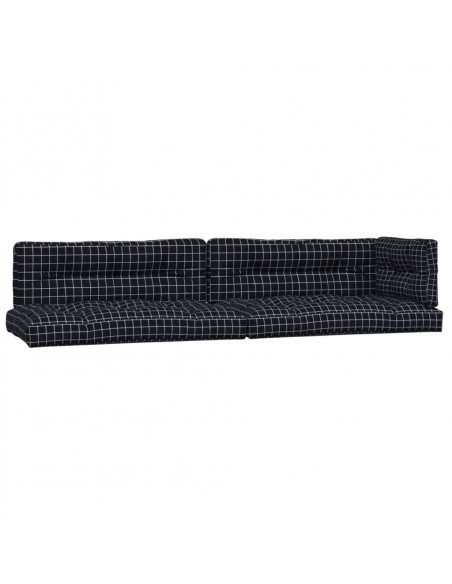 Cuscini per Pallet 5 pz con Motivo a Quadri Nero in Tessuto