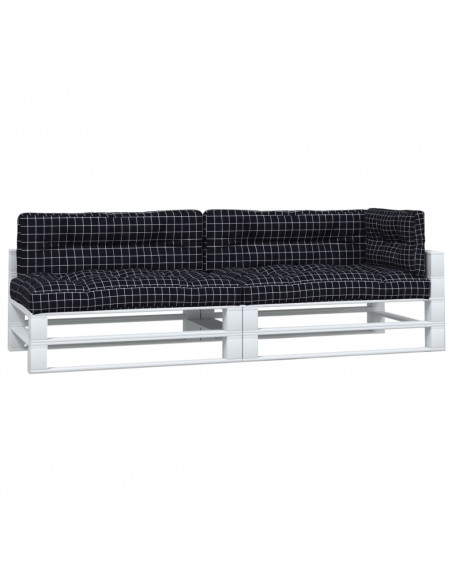 Cuscini per Pallet 5 pz con Motivo a Quadri Nero in Tessuto