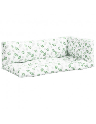 Cuscini per Pallet 3 pz Motivo a Foglie in Tessuto Oxford