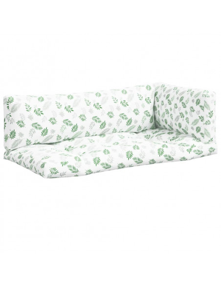 Cuscini per Pallet 3 pz Motivo a Foglie in Tessuto Oxford