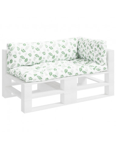 Cuscini per Pallet 3 pz Motivo a Foglie in Tessuto Oxford