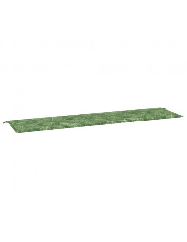 Cuscino Panca da Giardino Motivo a Foglie 200x50x3 cm Tessuto
