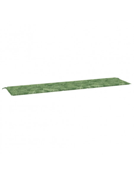 Cuscino Panca da Giardino Motivo a Foglie 200x50x3 cm Tessuto