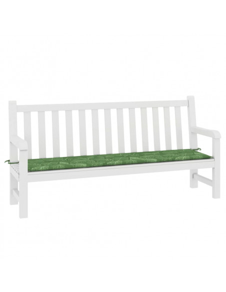 Cuscino Panca da Giardino Motivo a Foglie 200x50x3 cm Tessuto