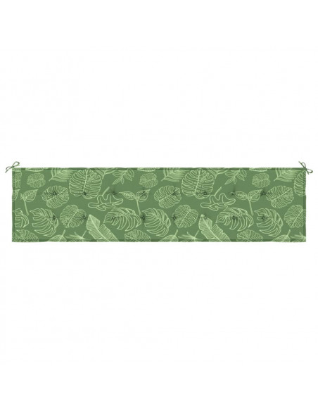Cuscino Panca da Giardino Motivo a Foglie 200x50x3 cm Tessuto